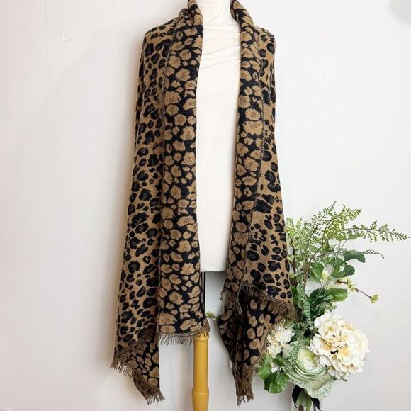 LEOPARD print shawl | soft long | 74” x 34 “ | cold weather scarf - Picture 1 of 6